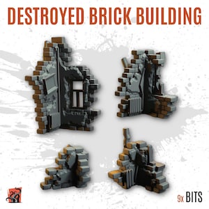 3D PRINTED Remains of building ruins abandoned city urban combat customize base and diorama with bits scenery for miniature ZABAVKA