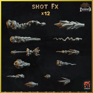 3D PRINTED Shooting Effect FX Missile Cannon Bullet Weapon Magic Attack Customize Base and Diorama with Bits Scenery for Miniature ZABAVKA