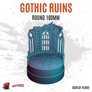 3D PRINTED Expositor ruinas góticas campo batalla templo sagrado terreno piedra - Pedestal personalizable para miniaturas SAUCERMEN STUDIO