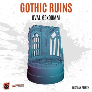 3D PRINTED Expositor ruinas góticas campo batalla templo sagrado terreno piedra - Pedestal personalizable para miniaturas SAUCERMEN STUDIO