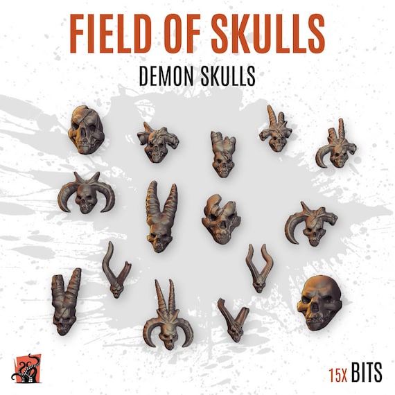 3D PRINTED Hellish Demon Skull Gore for Customizing Bases and