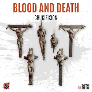 3D PRINTED Cadáveres gore crucificados sangre hueso y muerte personalizar peana y diorama con bits escenografía para miniatura ZABAVKA