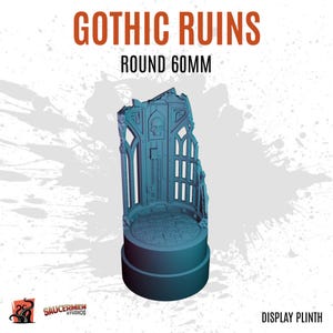 3D PRINTED Expositor ruinas góticas campo batalla templo sagrado terreno piedra - Pedestal personalizable para miniaturas SAUCERMEN STUDIO