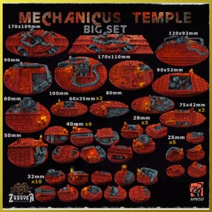 3D Printed Steampunk Factory Floor in Ruins with Pipes - Customize Bases and Dioramas with Scenery Bits and Details - ZABAVKA