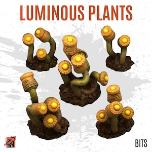3D PRINTED Vegetación luminosa alienígena tóxica brillante exótica - Bits personalizar peana, diorama, escenografía y terreno wargame