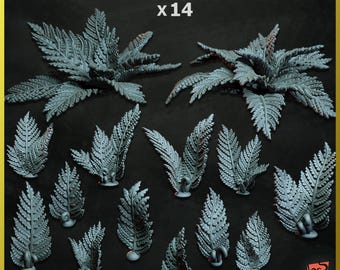 3D PRINTED Plant fern vegetation forest tropical jungle customize base and diorama with bits scenery for miniature ZABAVKA