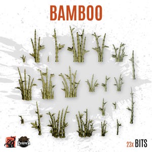 3D PRINTED Planta vegetación bambú rama bosque japonés selva personalizar peana y diorama con bits escenografía para miniatura ZABAVKA