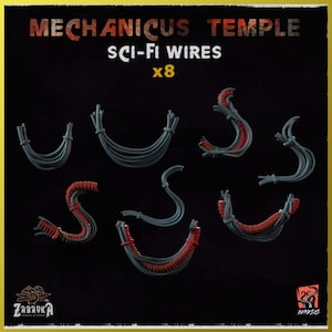 May include: Eight sci-fi wires, some with red accents, for use in tabletop gaming or miniature painting. Mechanicus Temple Sci-Fi Wires x8.