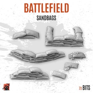 3D Printed Sandbags Covering Defenses - Custom Bases and Diorama with Bits and Details Scenery ZABAVKA