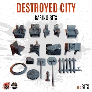 3D PRINTED Urban decoration city ruins to customize base and diorama with bits and detailed scenery for miniature ZABAVKA