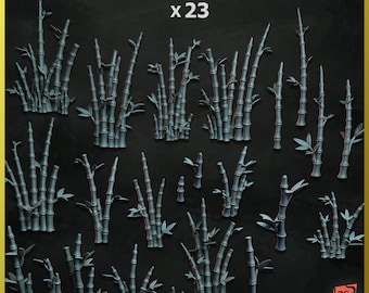 3D PRINTED Plant vegetation bamboo branch Japanese forest jungle customize base and diorama with bits scenery for miniature ZABAVKA