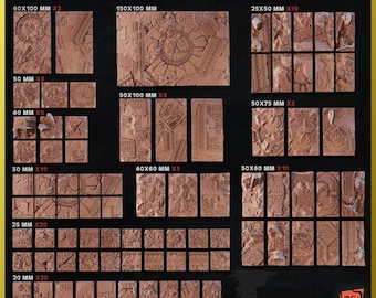 Ruines de sol imprimées en 3D d'un temple égyptien, d'une pyramide et d'un pharaon – Bases carrées personnalisées et diorama avec éléments de décor et détails ZABAVKA