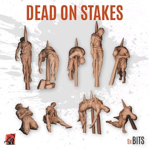 3D PRINTED Impaled Corpses, Gore, Stakes, Blood, Bone, and Death, Customize Base and Diorama with Bits, Scenery for Miniatures ZABAVKA