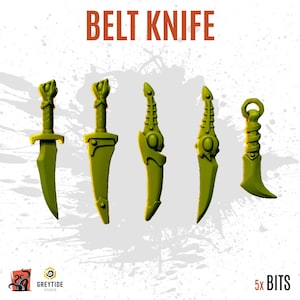 3D Printed Space Soldier Belt Knife Holy Fire Dragon Skin Flames Forge - Customize miniatures with exclusive GREYTIDE bits