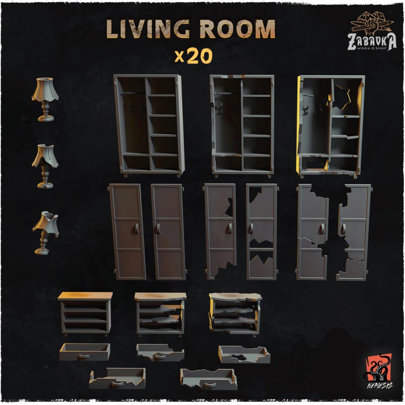 3D Printed Abandoned Bathroom Interior Furniture Zombie Apocalypse ...