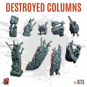 3D PRINTED Rubble column remains ruins abandoned city combat customize base and diorama with bits scenery for miniature ZABAVKA