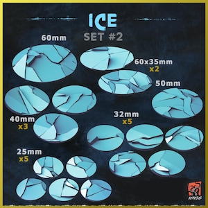 3D PRINTED Frozen Planet Floor with Ice and Winter Wolves - Custom Bases and Dioramas with Bits and Details Scenery ZABAVKA
