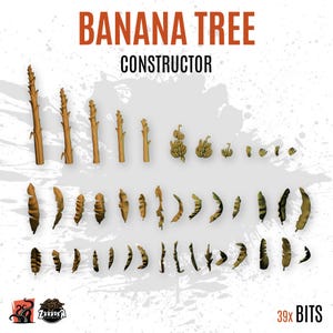 3D PRINTED Árbol bananero vegetación tropical planta selva monos personalizar peana y diorama con bits escenografía para miniatura ZABAVKA