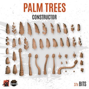 3D PRINTED Árbol palmera vegetación tropical planta selva personalizar peana y diorama con bits escenografía para miniatura ZABAVKA