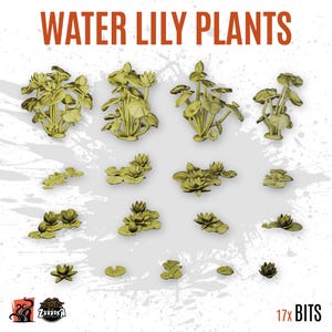 3D PRINTED Planta nenúfar vegetación agua pantano lago bosque personalizar peana y diorama con bits escenografía para miniatura ZABAVKA