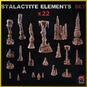 3D PRINTED Stalactite column stone cave deep cavern Custom bases and diorama with bits and details scenery ZABAVKA