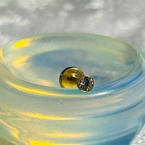 Gold PVD Surgical Steel Labret Stud With Small 2.5mm Clear CZ Gemstone - INTERNAL Thread - 316L Surgical Steel - 1.2mm x 6mm  16G