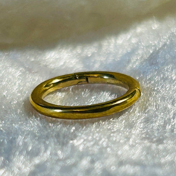 Gold 316L Surgical Steel Hinged Segment Ring - Plain Design - Cartilage or Nose Body Piercing Jewellery 1.2mm x 8mm - 16g