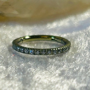 Yellow Anodised Titanium Hinged Ring With Crystal CZ Gem Edge - Cartilage Body Piercing Jewellery 1.2mm x 9mm - 16g