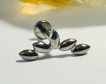 Piercing Labret com Rosca Interna em Formato de Marquise - Titânio ASTM:F136 1,2 mm - 16g