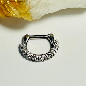 Multi Jewelled Hinged Septum Ring - 316L Surgical Steel - Septum or Cartilage Body Piercing Jewellery 1.2mm - 6mm - 16g