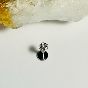 Doorzichtige CZ Star labret-stekker - met binnendraad - 316L chirurgisch staal - 1,2 mm - 16 g