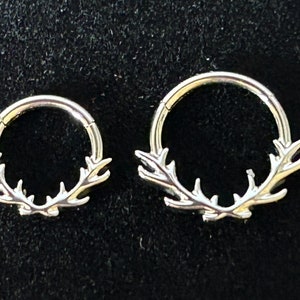 Antlers Hinged Clicker Ring - Medical Grade Titanium - Septum or Cartilage Body Piercing Jewellery 1.2mm - 8mm or 10mm