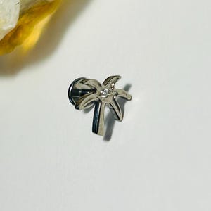 Jeweled Palm Tree Labret Ohrstecker - Innengewinde - ASTM: F136 Titan - 1.2 mm - 16g - Qmdd275