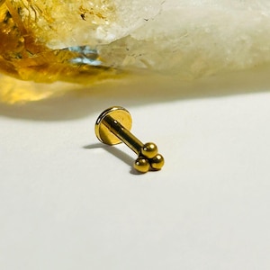 Asia Trinity Labret Stud  - Internally Threaded - Zircon Gold ASTM:F-136 Titanium - 1.2mm - 16g