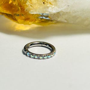 Hinged Clicker Ring With Pave Set AB CZ Crystal Edge - Medical Grade Titanium Nose or Cartilage Body Jewellery 1.2mm x 6mm