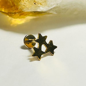 Triple Stars labret-stekker - met interne schroefdraad - zirkoongoud ASTM:F136 titanium 1,2 mm - 16 g