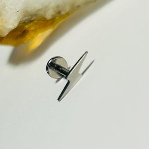 Lightning Bolt Labret Stud - Internally Threaded - 316L Surgical Steel - 1.2mm - 16g