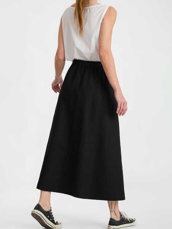 AND YOU★大人気★FRIULI Stitch point tucked skirt Easy Cut Full Skirt With Elastic Waist | for Women Size 34
