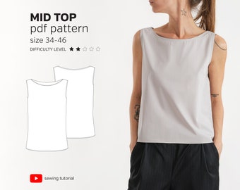 Relaxed Fit Graphic Cut Blouse with Wide Neck | for Women size 34-46 | MID TOP PDF Sewing Pattern with video tutorial