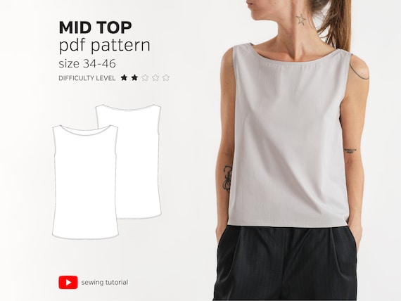Wide Neck Blouse Sewing Pattern: Relaxed Fit Top (PDF Pattern)