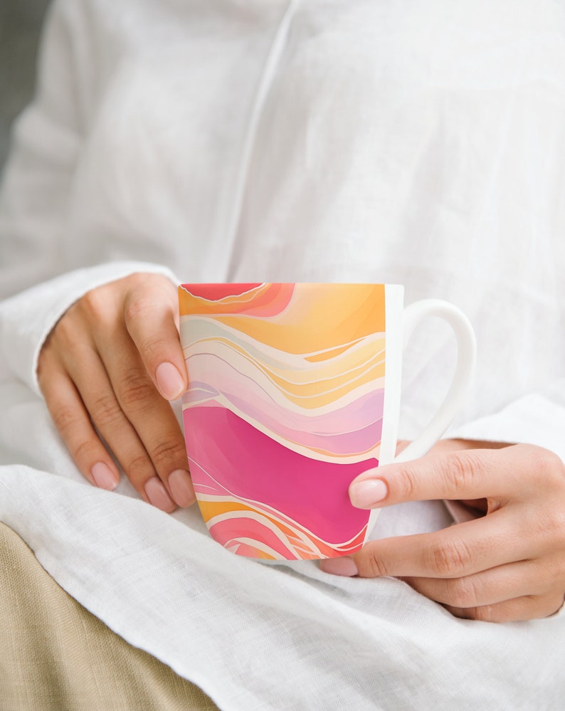 Watercolor Waves Coffee Tea Cup Birthday Gift Sister Mum Gift Coffee