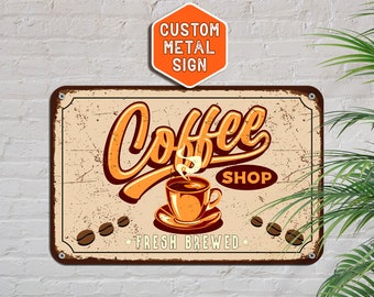 Coffee Bar Sign Rustic Coffee Station Bar Wall Art, Personalized Family Name Sign, Custom Wall Art Kitchen, Custom Coffee Corner, MetalPrint