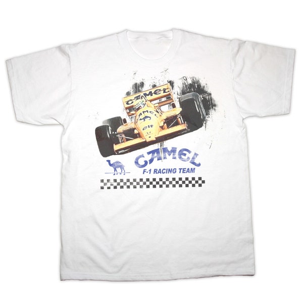 Camiseta unisex con cuello redondo y estampado del equipo de carreras de Fórmula 1 Camel