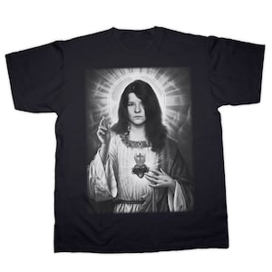 Rock Goddess Janis Print Unisex Crew Neck T Shirt