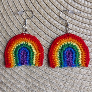 Crochet Rainbow Dangling Earrings