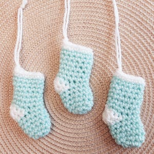 Crochet Twinkle Mini Stocking Ornaments - set of 3