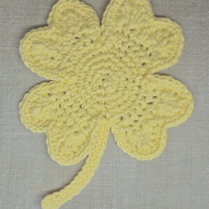Crochet Shamrock Cotton Coaster or Doily Soft Yellow