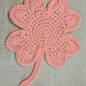 Crochet Shamrock Cotton Coaster or Doily Coral