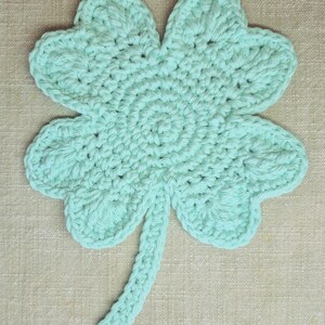 Crochet Shamrock Cotton Coaster or Doily Mint