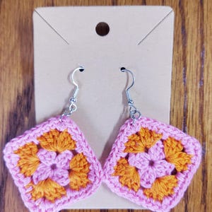 Crochet Chunky Granny Square Earrings